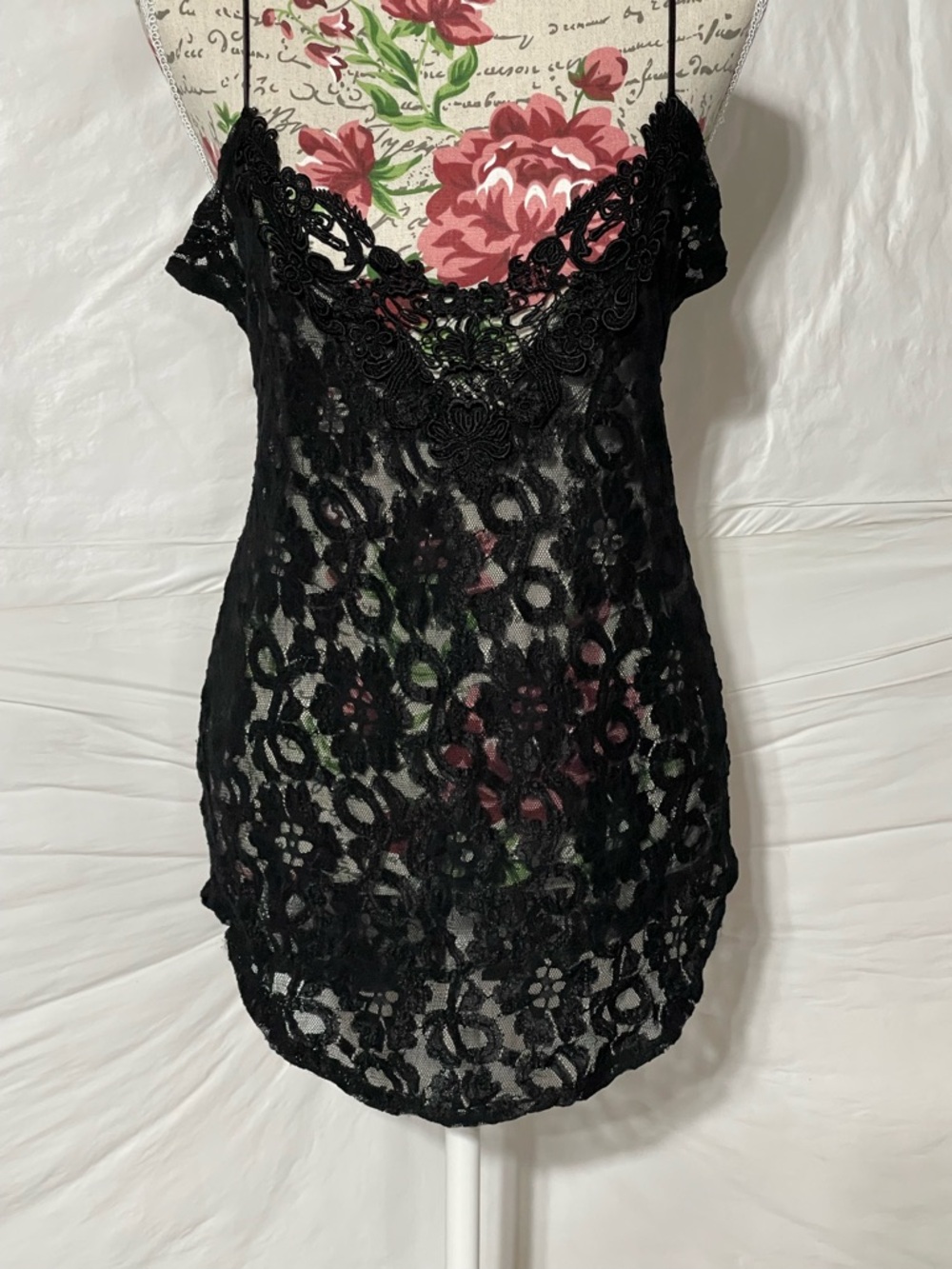 Circa 2000 Black Lace Chemise Slip